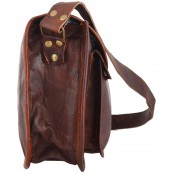 1. Skórzana torebka damska na ramie, ręcznie wykonana z naturanej skóry. Kolor: brązowy. Rozmiar: 13"